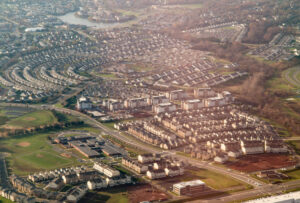 Aerial view of Sterling, Virginia, a suburb of Washington D C.