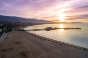 Sunrise In Santa Barbara, California. Ocean And Beautiful Sky In