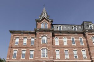 West Lafayette - Circa May 2022: University Hall on the campus of Purdue University. University Hall is the only original Purdue building that still stands.