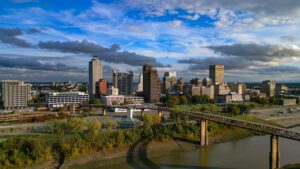 Skyline of Memphis in Tennessee - MEMPHIS, TENNESSEE - NOVEMBER 07, 2022